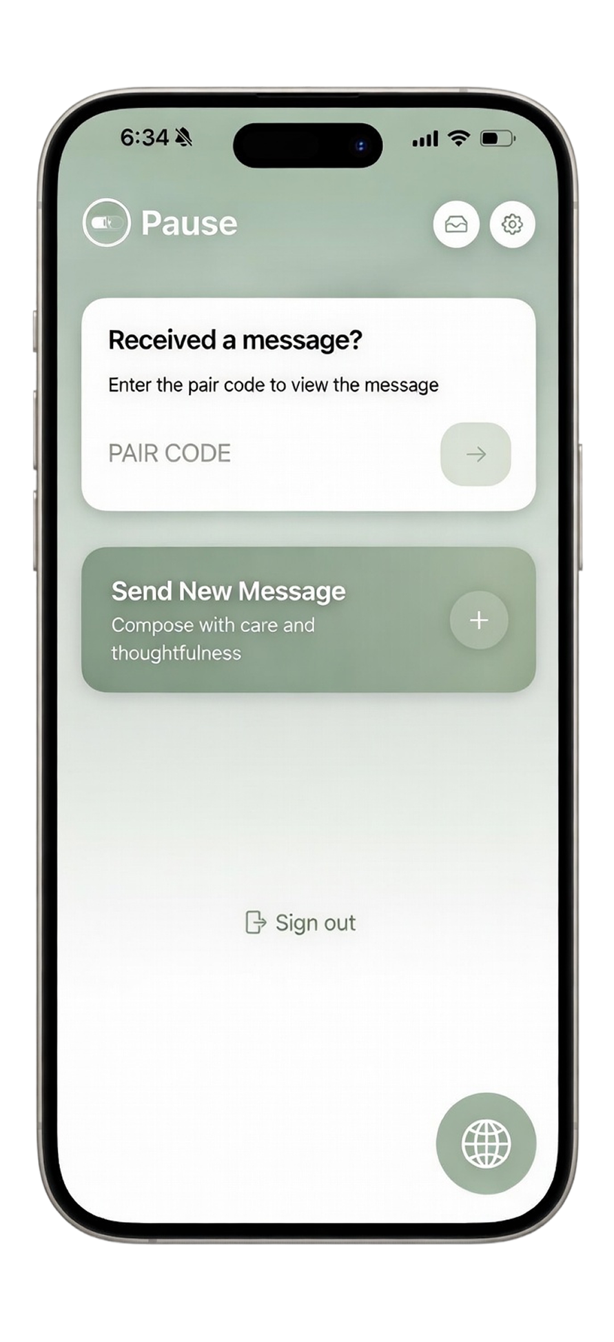 Pause app home screen